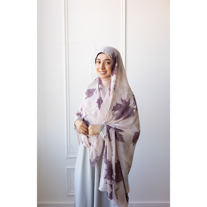 Printed Chiffon Hijab (Maple Leaf)
