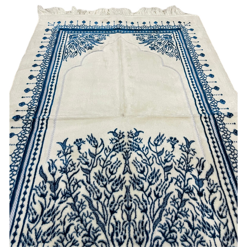 Blue & White Oriental Design Prayer Mat