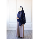 Floral Embroidered Chiffon Hijab Hand Work - Midnight Blue