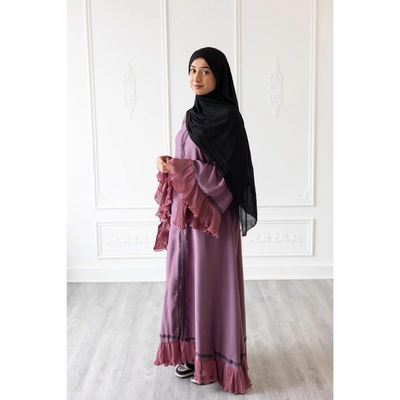 Ruffle Sleeve Glam Abaya (Cherry Blossom)