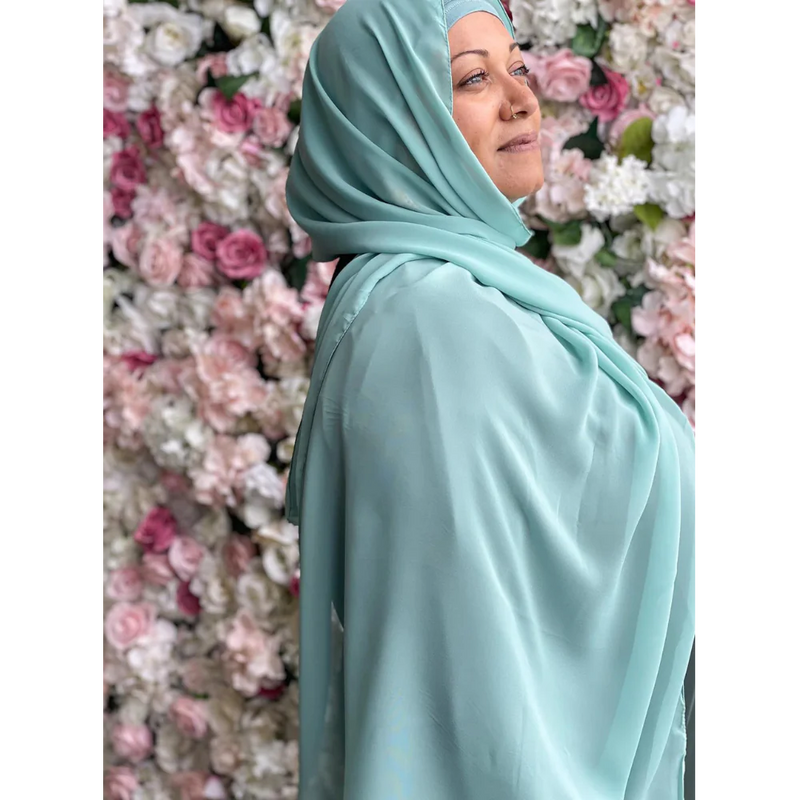 Marine Blue Instant Chiffon Hijab with Undercap