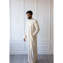 Saudi Collared Thobe Jubbah MC Cotton Blend (Chiffon White)
