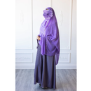 Floral Embroidered Chiffon Hijab Hand Work - Orchid purple
