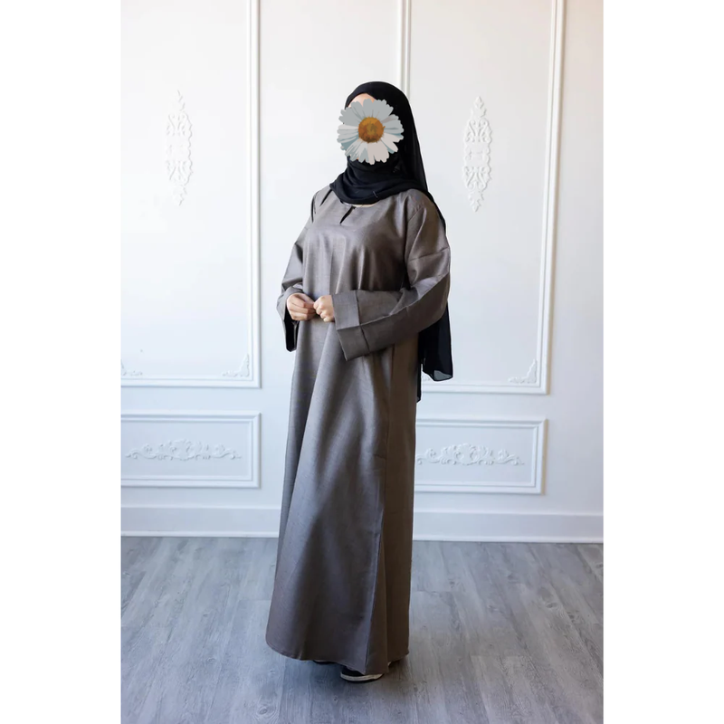 Luxury Linen Abaya (Heather Grey)