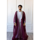 Embroidered Thobe Overcoat Arab Bisht Cloak (Burgundy)