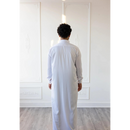 CLEARANCE SALE  MC Collection - Saudi Round Collared Thobe (White with Gold Round Buttons) - 36