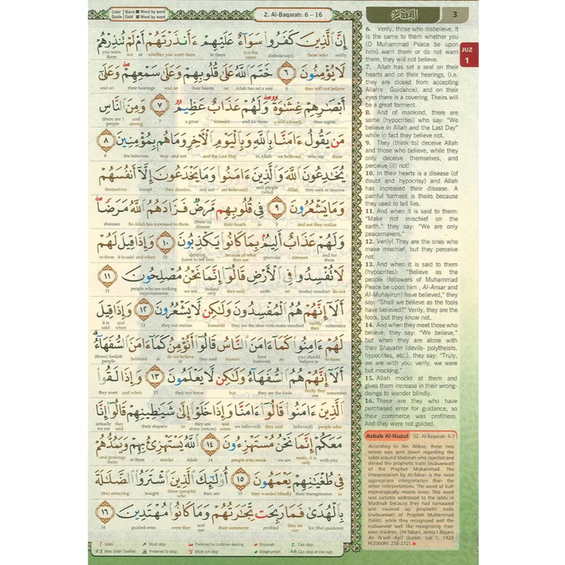 Black and Blue Al Quran Al Kareem Maqdis Word-by-Word Translation Colour Coded Tajweed A4 Large Mushaf