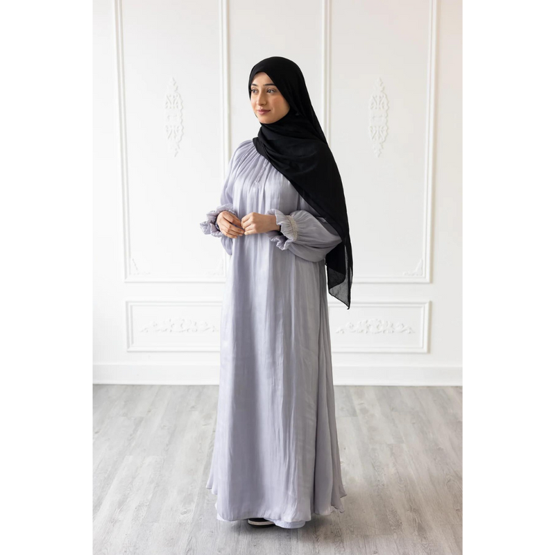 Puff Sleeve Glam Abaya - Platinum