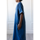 Moroccan Short Sleeve Kids-Boys Thobe (Rhino Blue Striped)