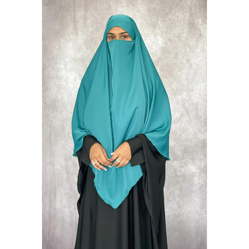 Two in One Niqab Khimar (Sapphire Blue)