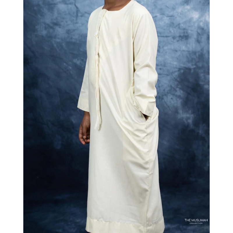 Mini Muslim Kids Boys Thobe Cornsilk for Kids/Boys