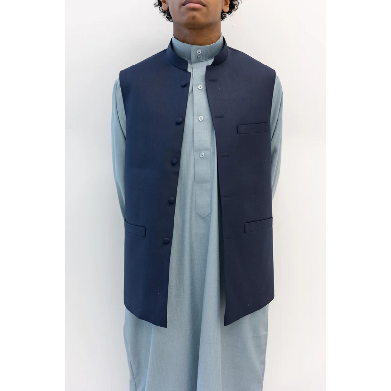 Navy Blue Waistcoat/Thobe Vest