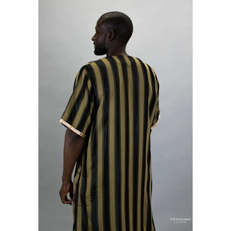 Moroccan Striped Thobe (Black and Gold)