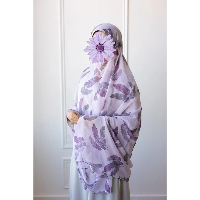 Printed Chiffon Hijab (Purple Acacia)