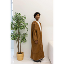 Mustard Brown Syrian Farwa Coat with Hoodie