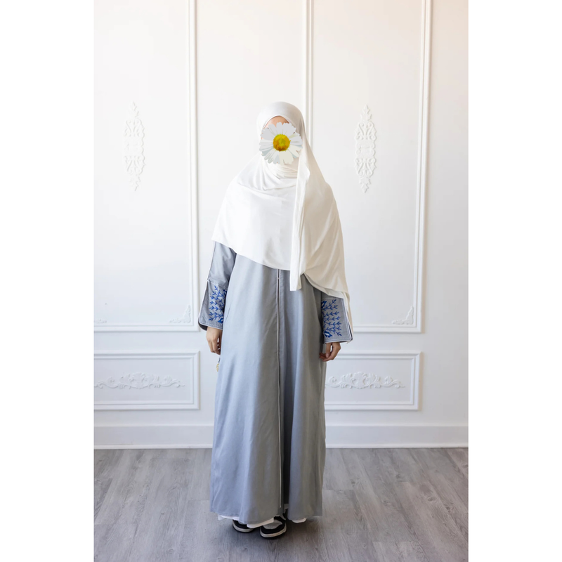 CLEARANCE SALE Linen Embroidered Vine Sleeve Design (Slate Grey)