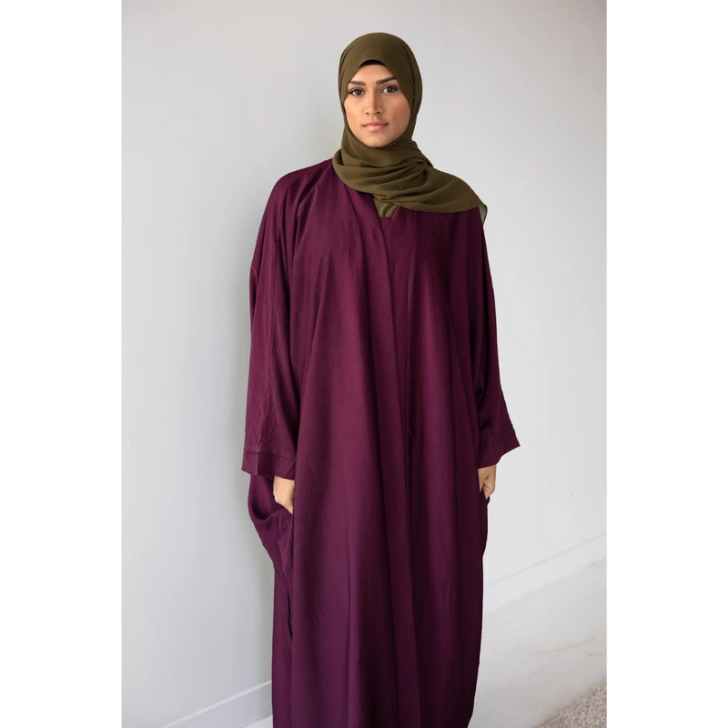 Slip Dress and Loose Fit Abaya Electric Cherry