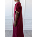 Moroccan Short Sleeve Kids-Boys Thobe (Maroon) Styles May Vary.