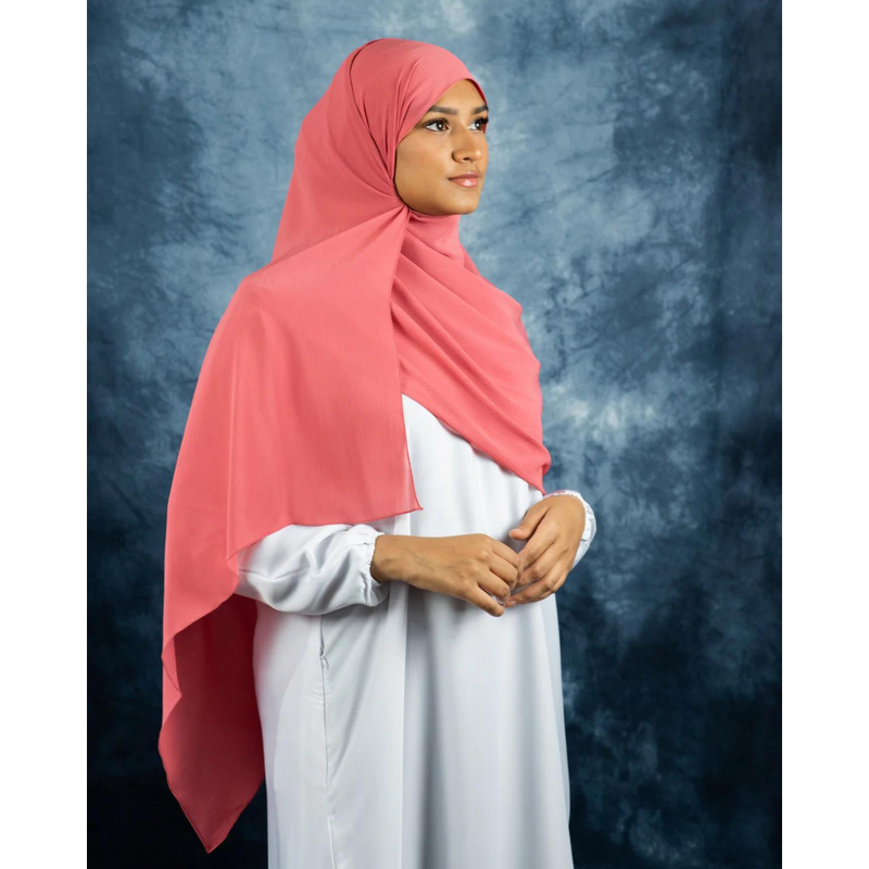 Rose Pink Silk Crinkle Chiffon Hijab