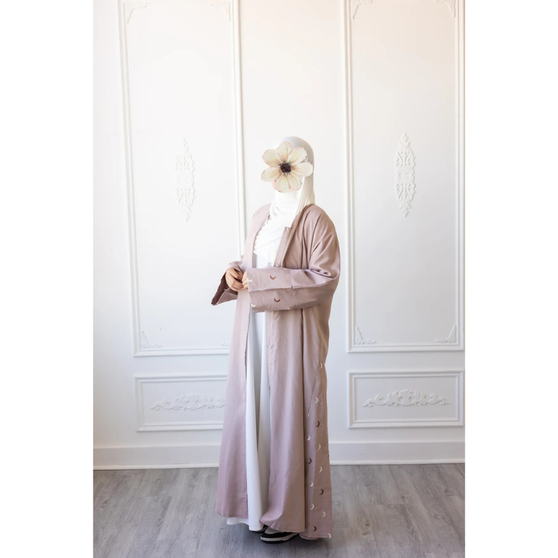 CLEARANCE SALE Linen Embroidered Sleeve Moon Design (Dusky Rose)