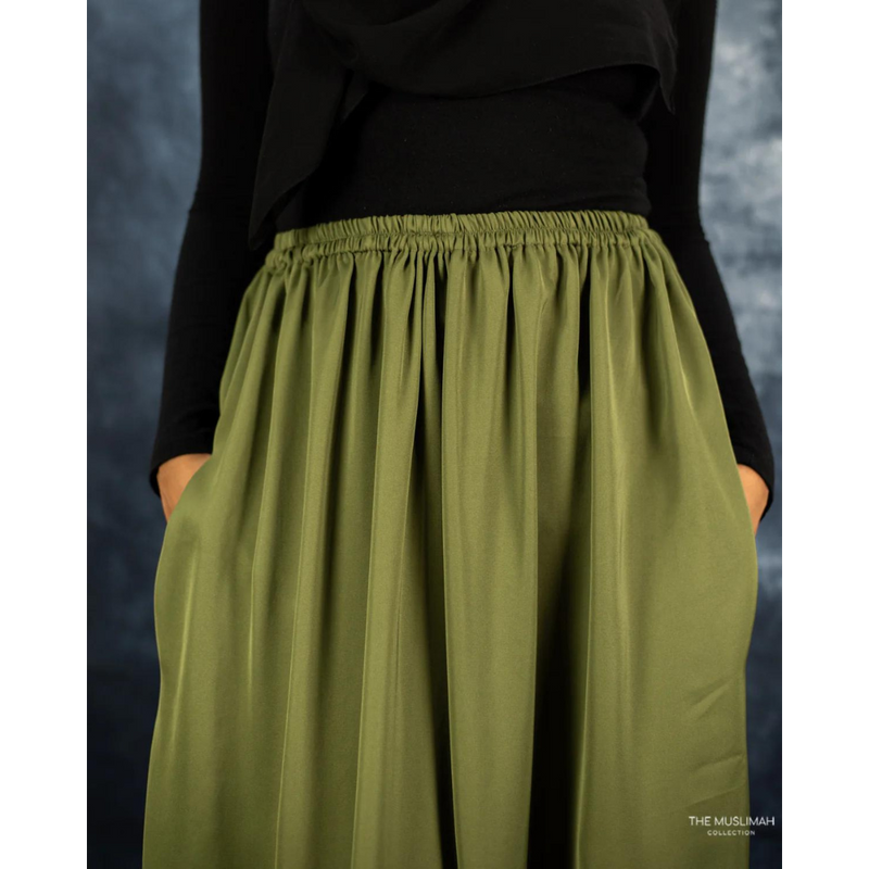 Sage Green Nida Flowy Skirt