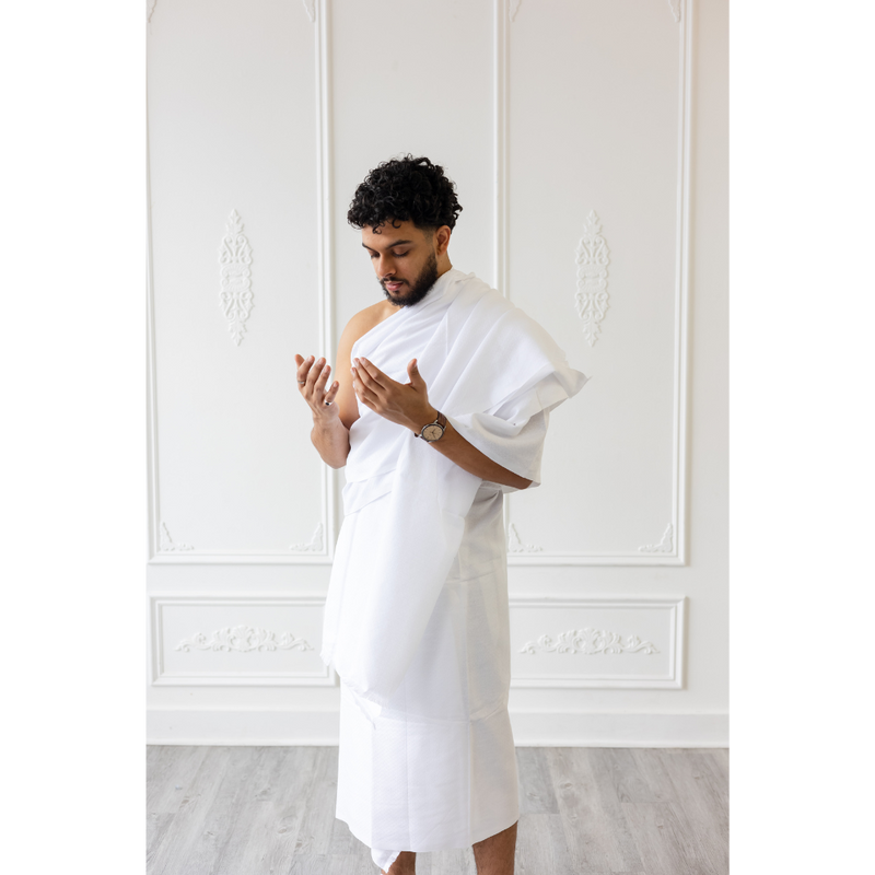 White Ihram for Hajj and Umrah - 2 PC Unstitched White - Islamic Pilgrimage Attire - Premium Cotton