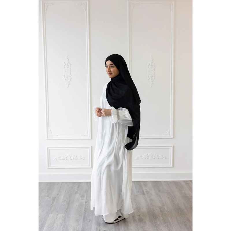Puff Sleeve Glam Abaya - White