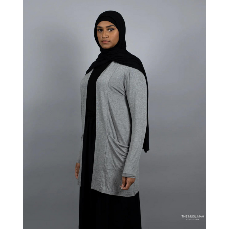 Tahari Wrap Cardigan with Pockets - Grey