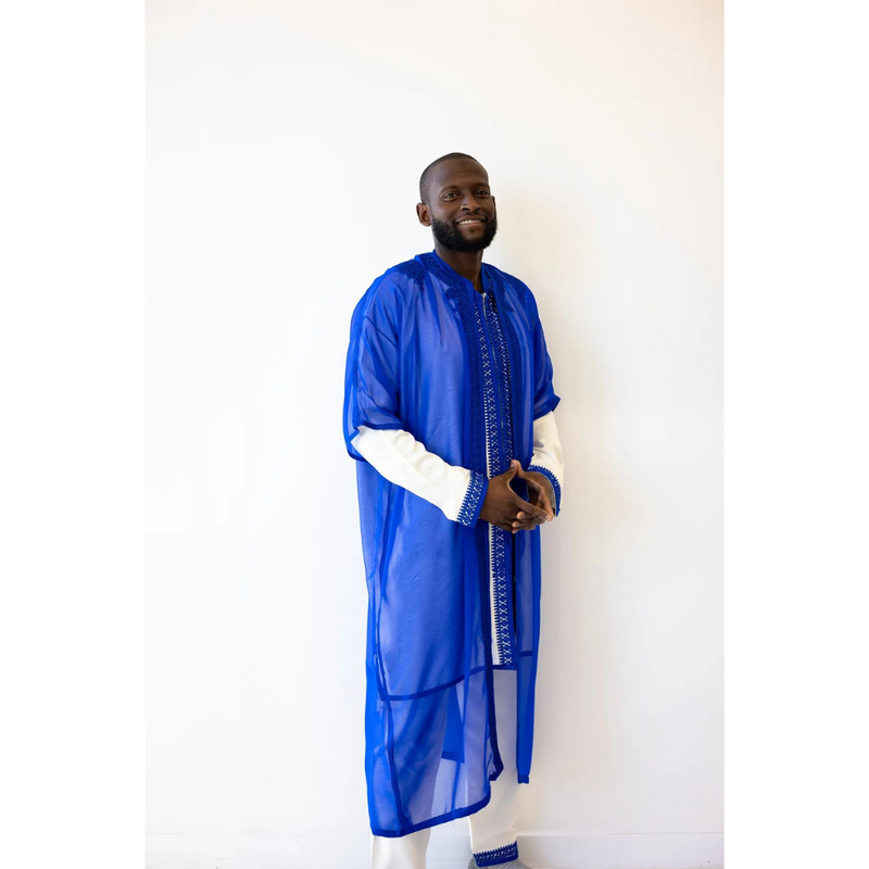 Moroccan Suit Set with Overcoat Cobalt Blue