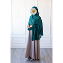 Floral Embroidered Chiffon Hijab Hand Work - Arabian Green