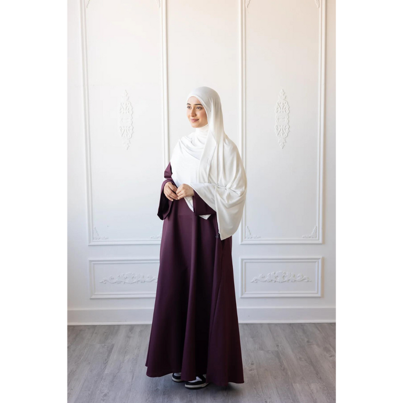 Umm Salama Cotton Blend Loose Fit Abaya (Raspberry Glaze)