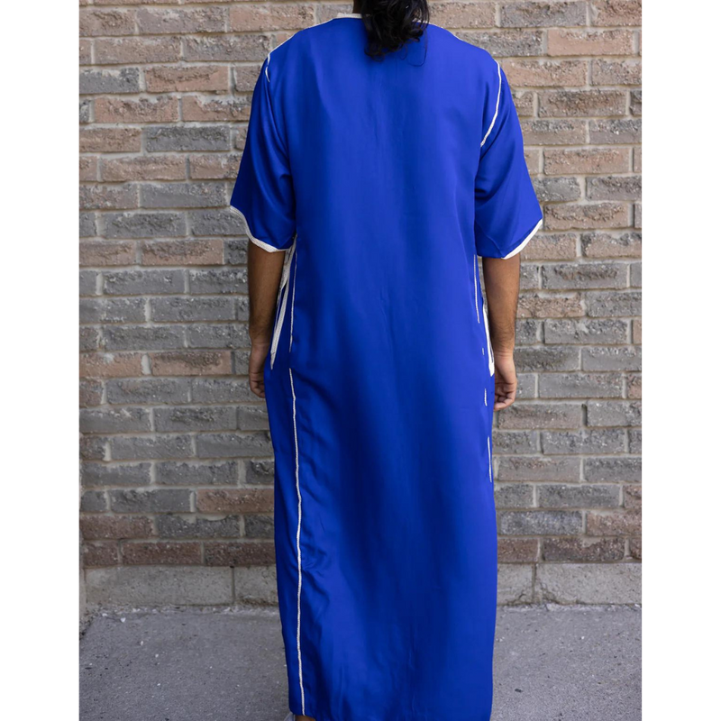 Moroccan Short Sleeve Thobe - Royal Blue