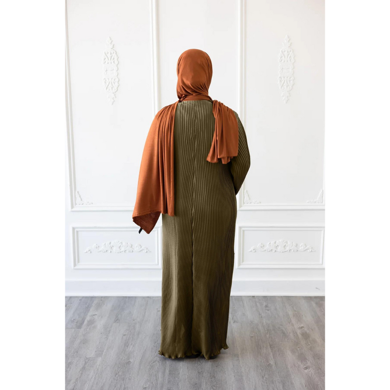 Pleated Plain Abaya (Sage Green)
