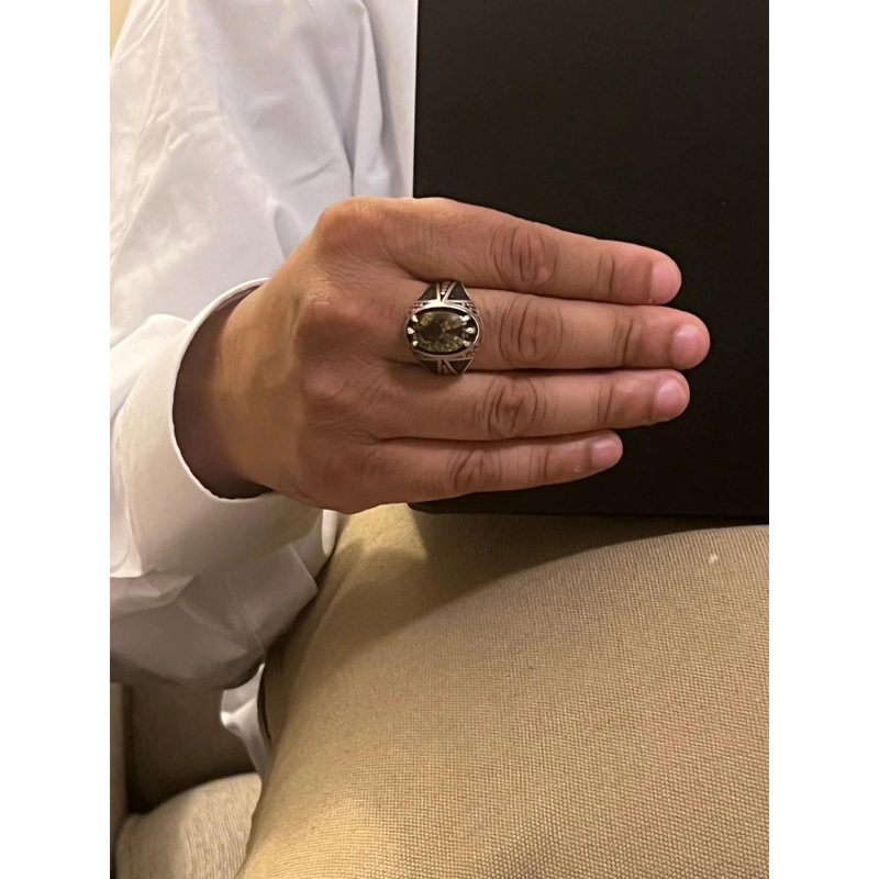 Citrine Real Sterling Silver Mens Islamic Ottoman Ring