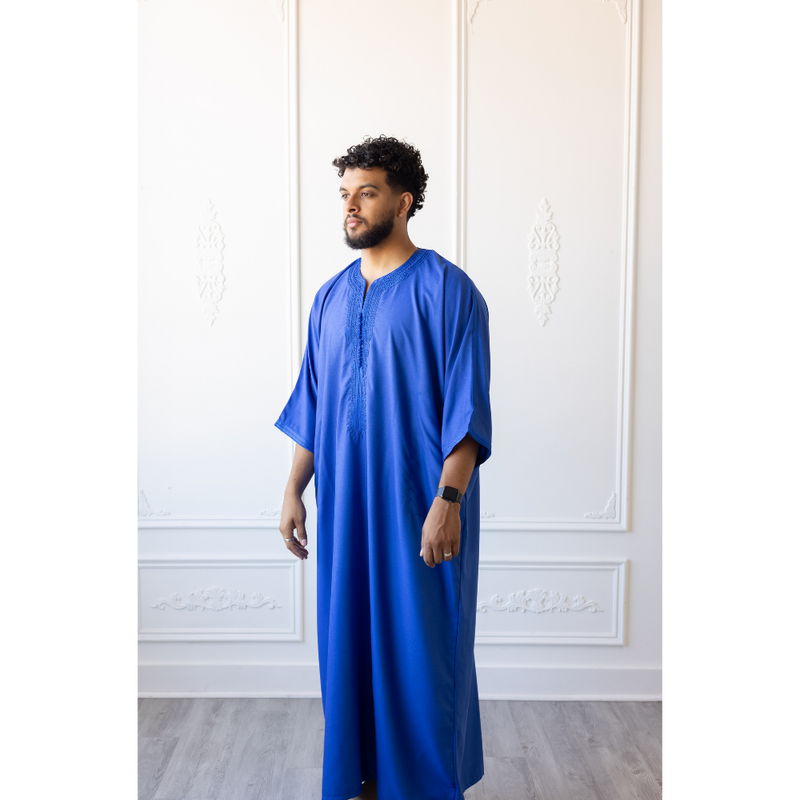 Moroccan 3/4 Sleeve Thobe - Moroccan Blue