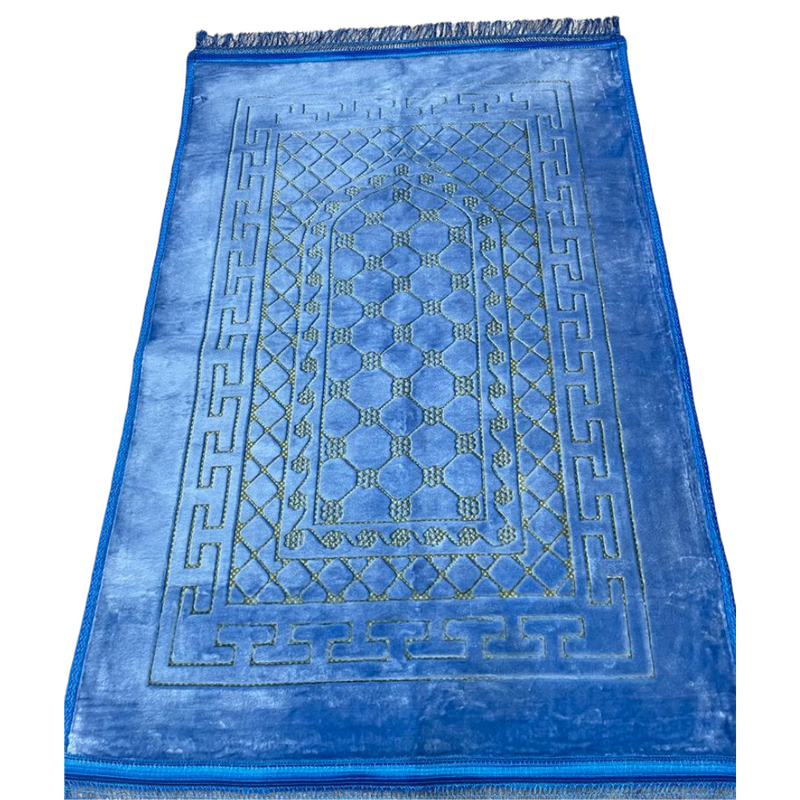 Cornflower Blue Back Rest Foldable Prayer Mat