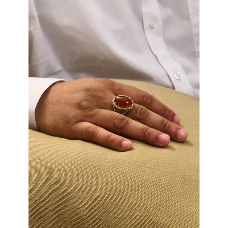 Crimson Sterling Silver Mens Islamic Ottoman Ring