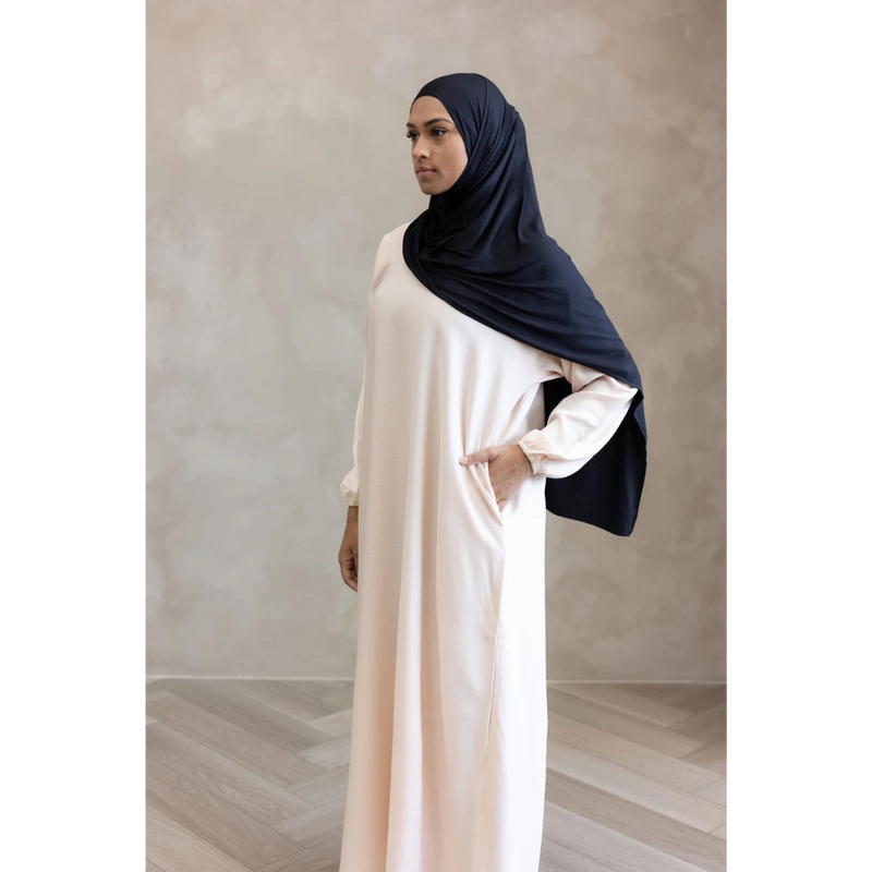 Sawda Textured Crepe Abaya Sahara Nude