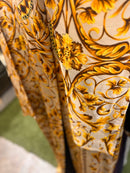 CLEARANCE SALE Beige Floral Filigree Kimono Open Abaya Satin Silk