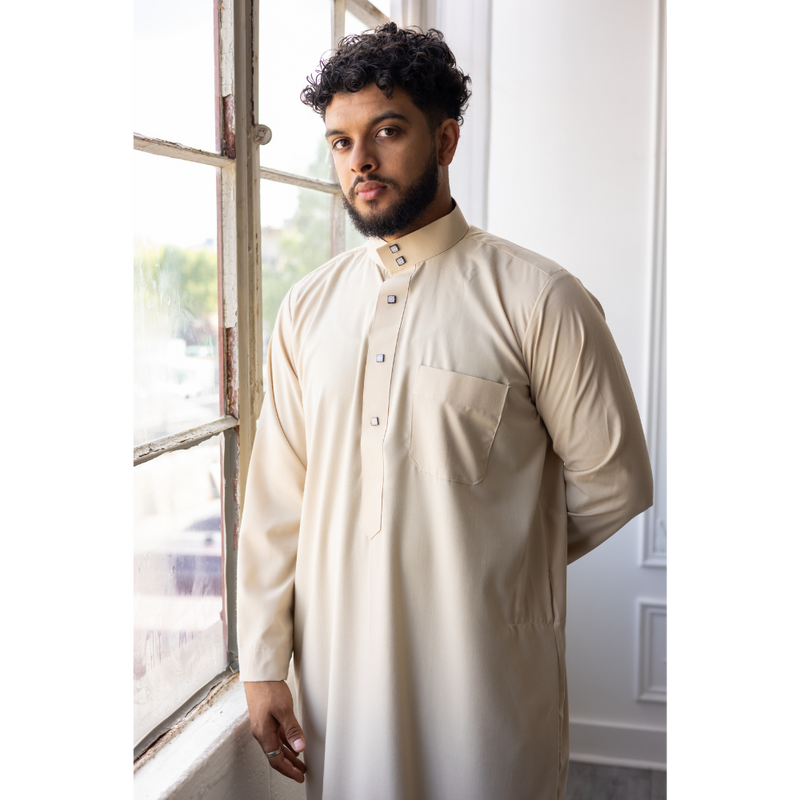 Saudi Collared Thobe Jubbah MC Cotton Blend (Summer Rays)