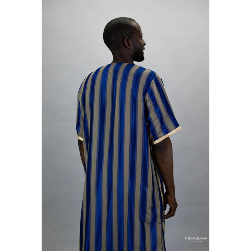 Moroccan Striped Thobe Navy Blue