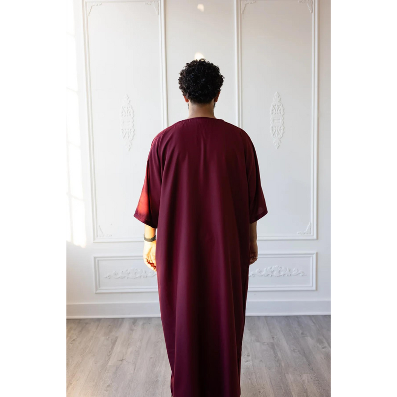 Moroccan 3/4 Sleeve Thobe - Mulberry