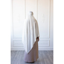 Floral Embroidered Chiffon Hijab Hand Work - Daisy White