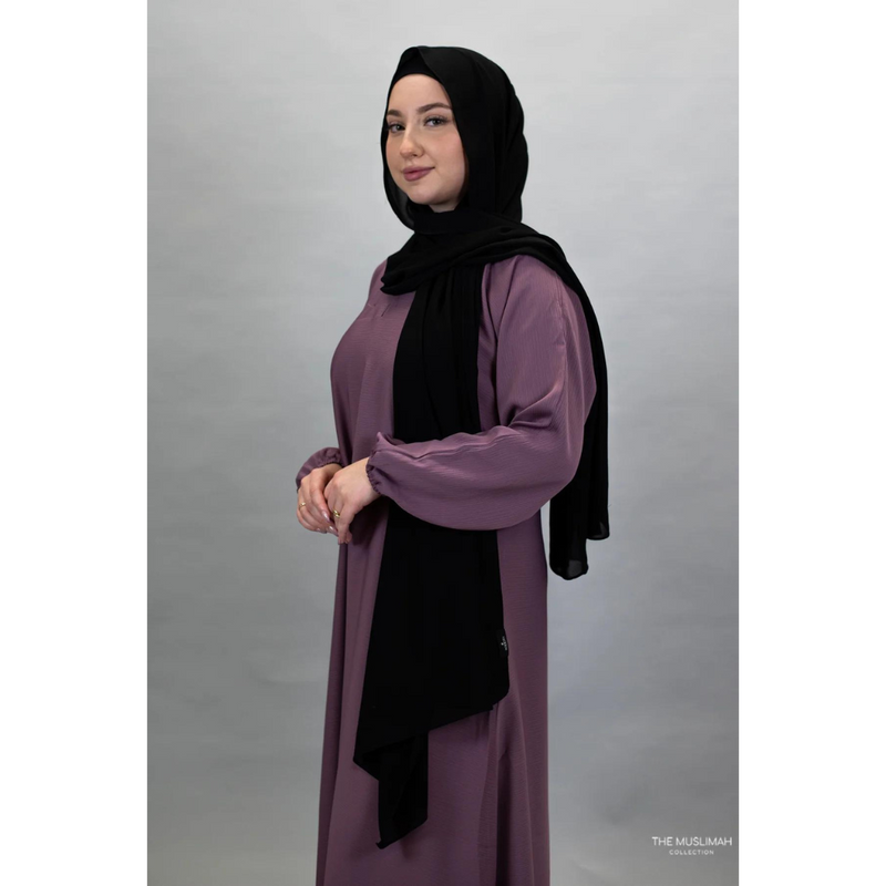 Sawda Textured Crepe Abaya - Dusty Pink