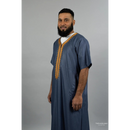 Moroccan Short Sleeve Thobe (Indigo Blue)