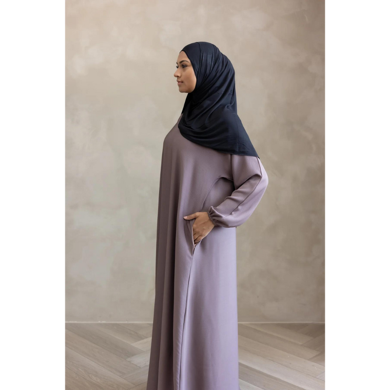 Sawda Textured Crepe Abaya Plum Purple