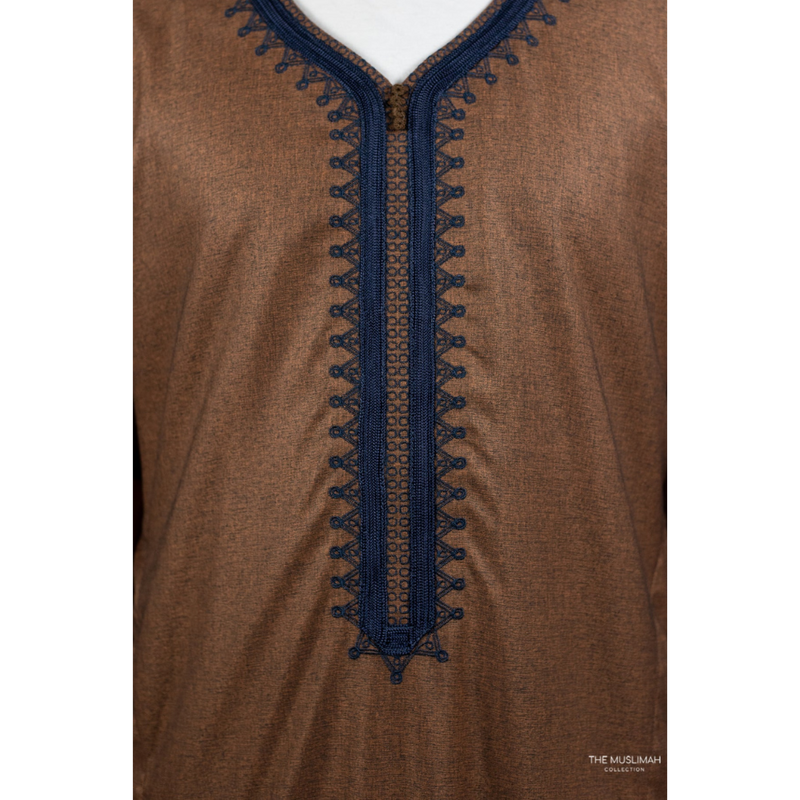 Moroccan Short Sleeve Thobe (Chocolate Brown)