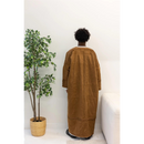 Mustard Brown Syrian Farwa Coat with Hoodie