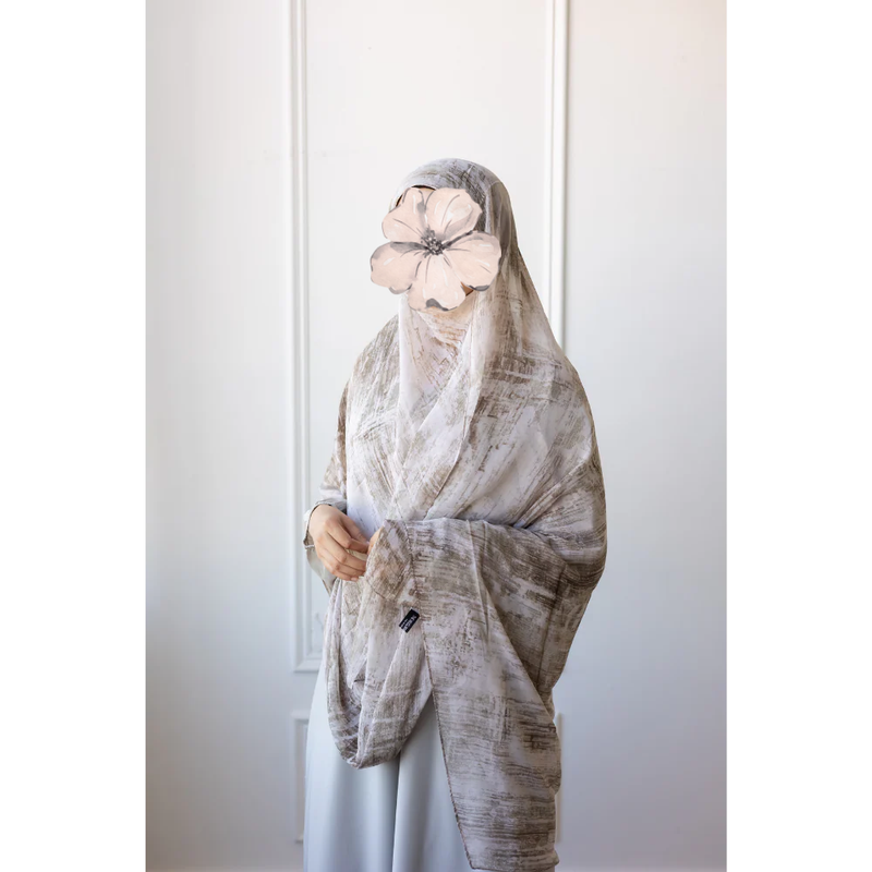SOLD OUT Printed Chiffon Hijab - Barely Beige