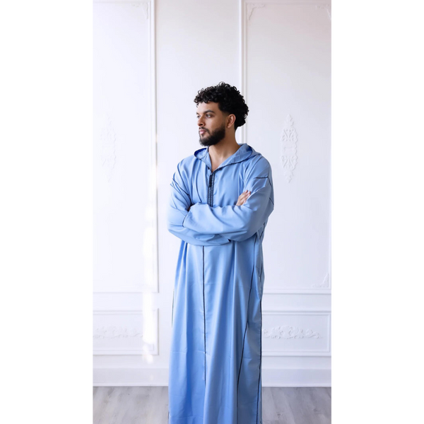 SAMPLE SALE Moroccan Style Hoodie Thobe (Pacific Blue) 14
